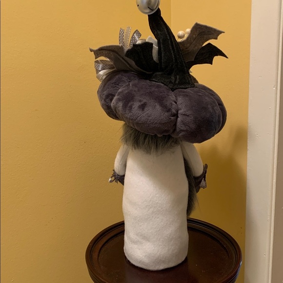 Whimsical Christmas Gnome Decor with Pumpkin Hat and poinsettia flower - Picture 7 of 10